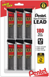 Pentel Super Hi-Polymer Lead Refill (0.5mm) Fine, 30 pcs/Tube, Assorted Packs