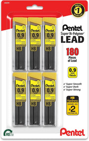 Pentel Super Hi-Polymer Lead Refill (0.9mm) Bold, 30 pcs/Tube, Assorted Packs