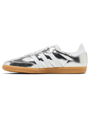 Adidas Originals Women's Silver Cracked Leather Samba OG Sneakers, JR0035
