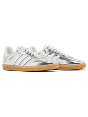 Adidas Originals Women's Silver Cracked Leather Samba OG Sneakers, JR0035