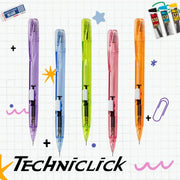 TECHNICLICK Mechanical Pencil (0.7mm), Assorted Clear Barrel Colors, 5-pk