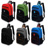 17" Wholesale Bungee Backpacks in 6 Colors with Side Pockets - Bulk Case of 24 Bookbags
