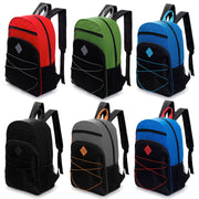 17" Wholesale Bungee Backpacks in 6 Colors with Side Pockets - Bulk Case of 24 Bookbags